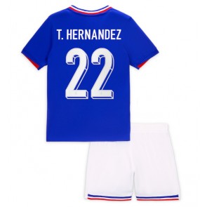 Billiga Frankrike Theo Hernandez #22 Hemmatröja Barn EM 2024 Kortärmad (+ Korta byxor)